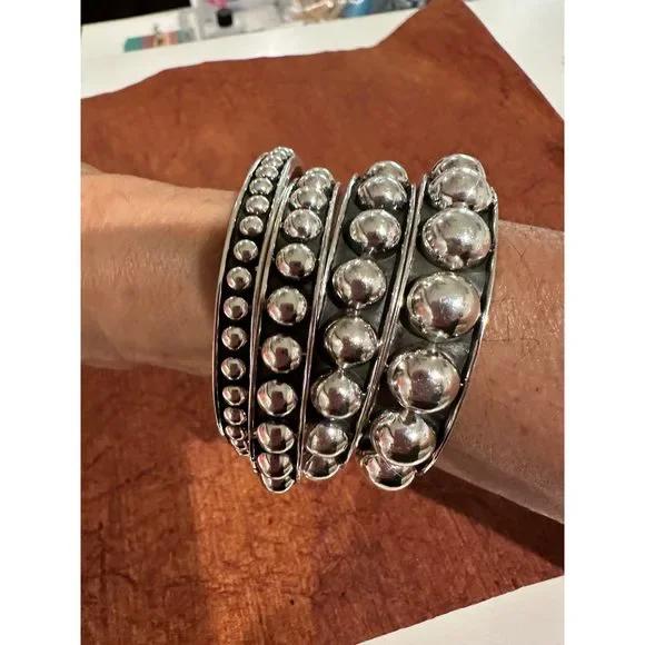 Handmade Sterling Silver Serenity Sphere Bracelets - Picture 5 of 8